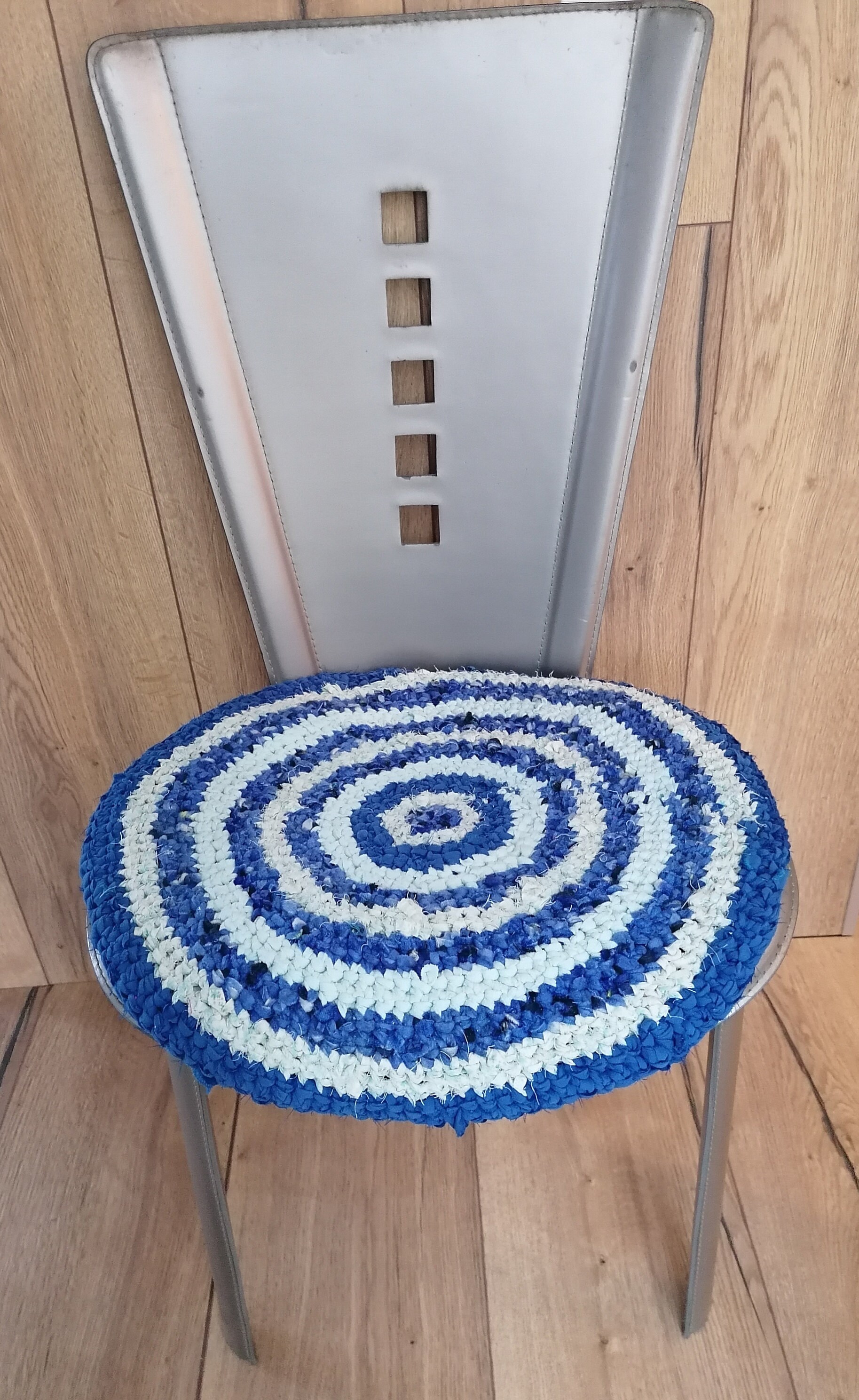 Chair Pads With Ties Braided Blue Chair Pad Round Chair Pads Etsy
