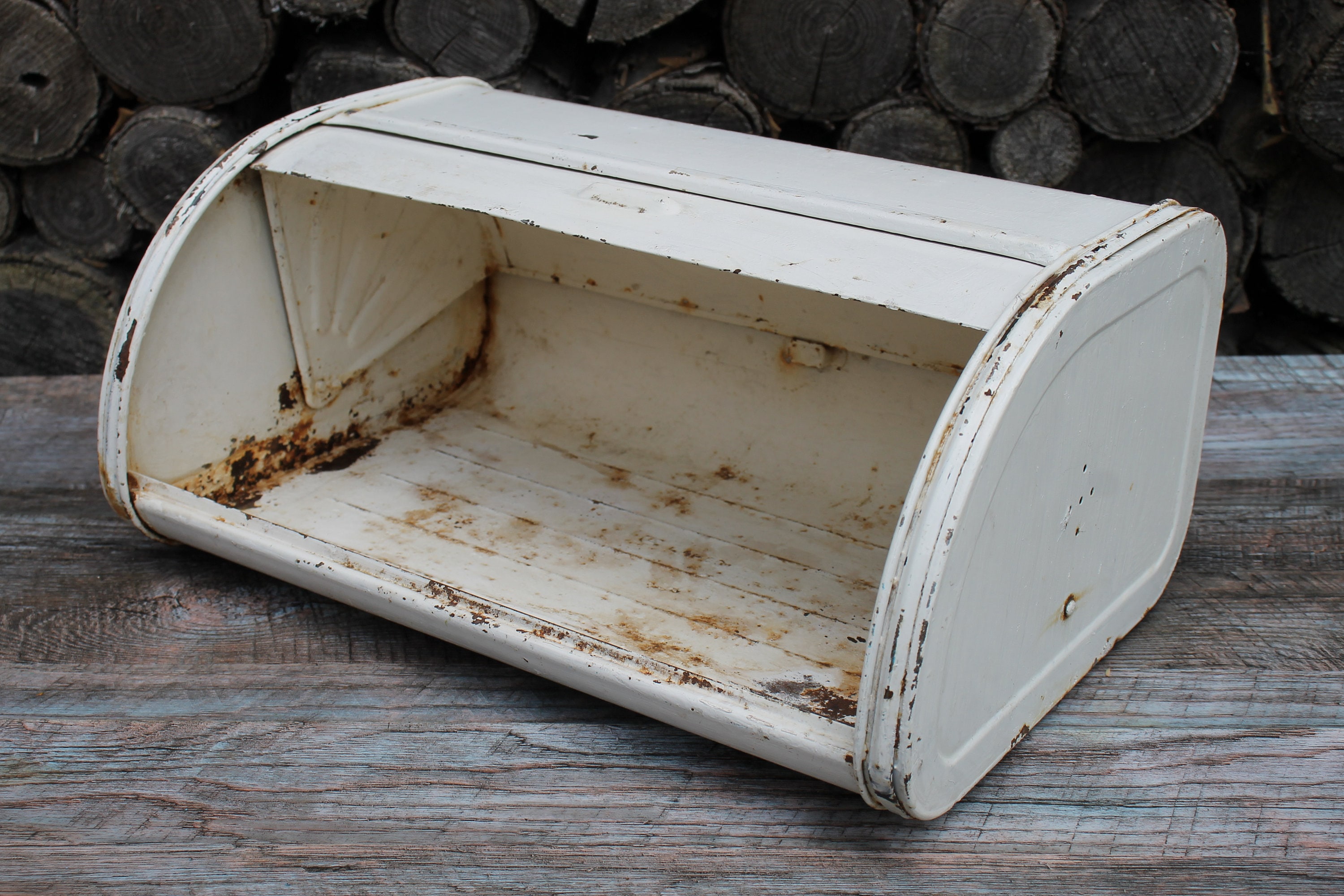 Vintage White Bread Box Large Rustic Bread Box for Decor Etsy UK