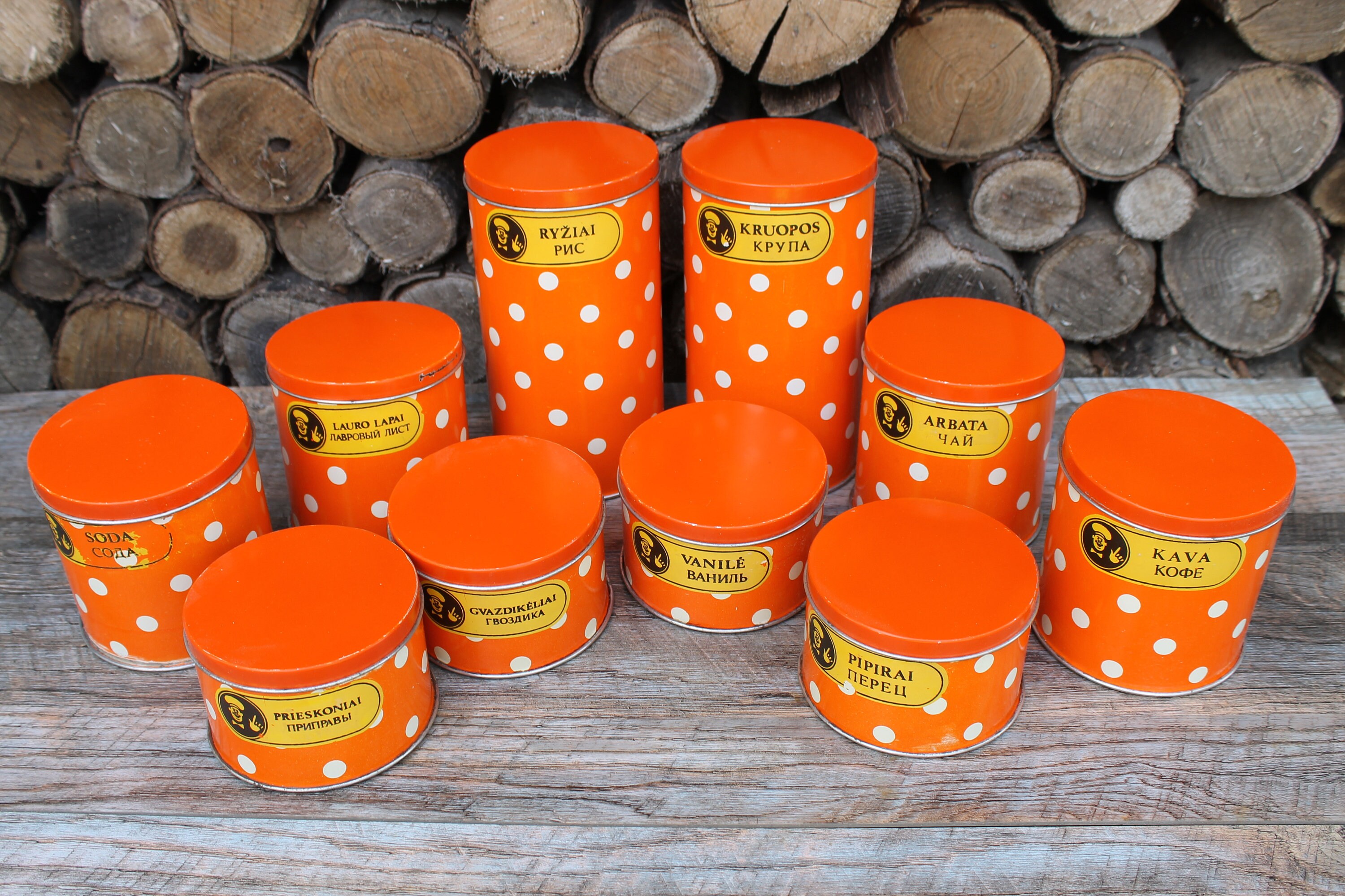 Vintage Küchenkanister Set von 10 sowjetische Küche rote | Etsy