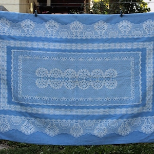 Jacquard bedspread, jacquard coverlet, cotton rectangle tablecloth for farmhouse,picnic blanket, jacquard throw, bedspread coverlet.Ukraine.