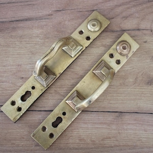 Set 2 brass antique door pulls,vintage front door handle,barn door wall decor,rustic metal door handle,outdoor door knob, door handle copper