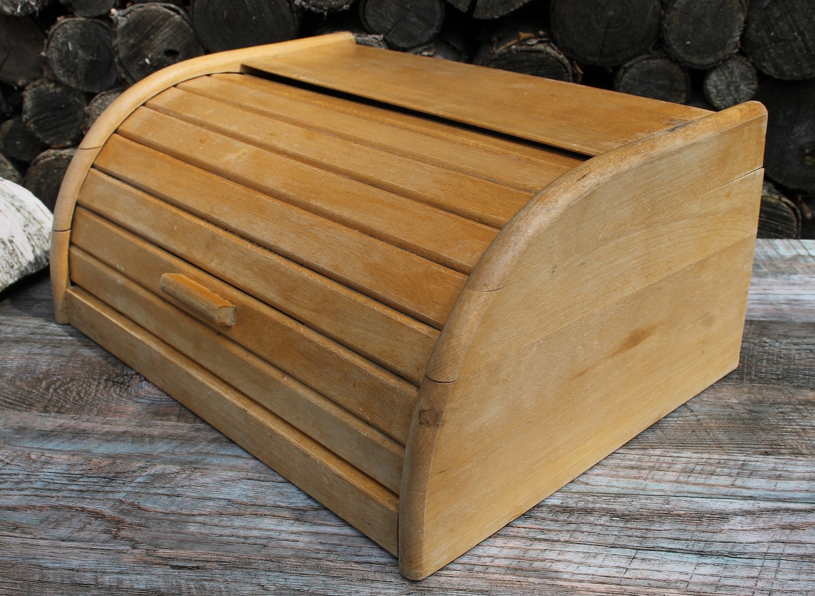 Vintage bread box wooden large bread box rustic bread box Etsy