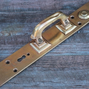 Brass antique large door handle 1900s, vintage front door handle, barn door wall decor, rustic metal door handle, outdoor door knob.