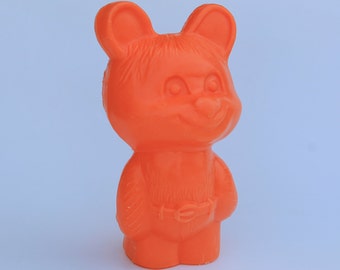 Vintage Plastic Bear Toy, USSR 1980s, Kids Decor
