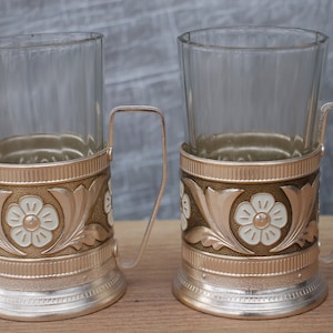 2 set Russian podstakannik,soviet glass holder kitchen decor,tea glass holder,russian tea glass holder,metal cup holder USSR,russian tea set