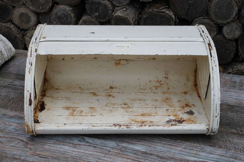 Vintage White Bread Box Large Rustic Bread Box for Decor Etsy