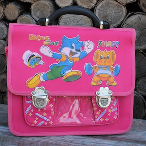 New School Backpack Vintage, Children Pink Soviet Backpack, USSR - Main Image