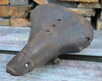 Vintage Leather Bike Seat, USSR Made, Retro Bicycle Accessory