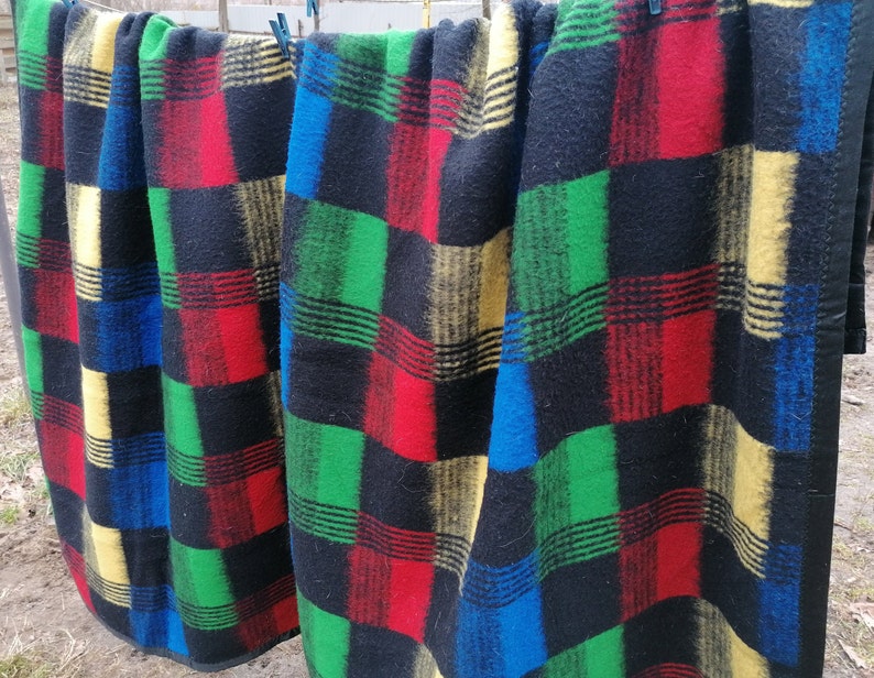 Wool blanket vintage red russian blanket woolen soviet Etsy