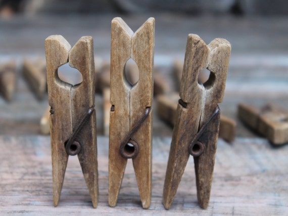 Vintage Wooden Clothes Peg, Wood Clothes Pins for Decor