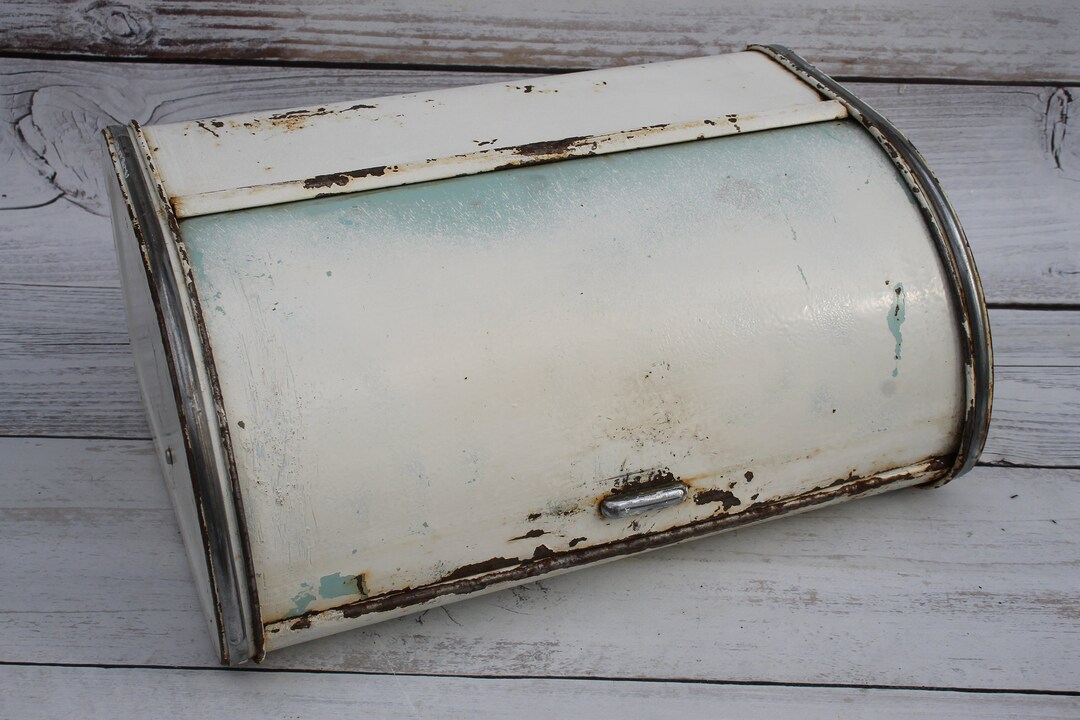 Vintage White Bread Box, Antique Rustic Bread Box for Decor, Farmhouse Soviet Bread Box, Bread