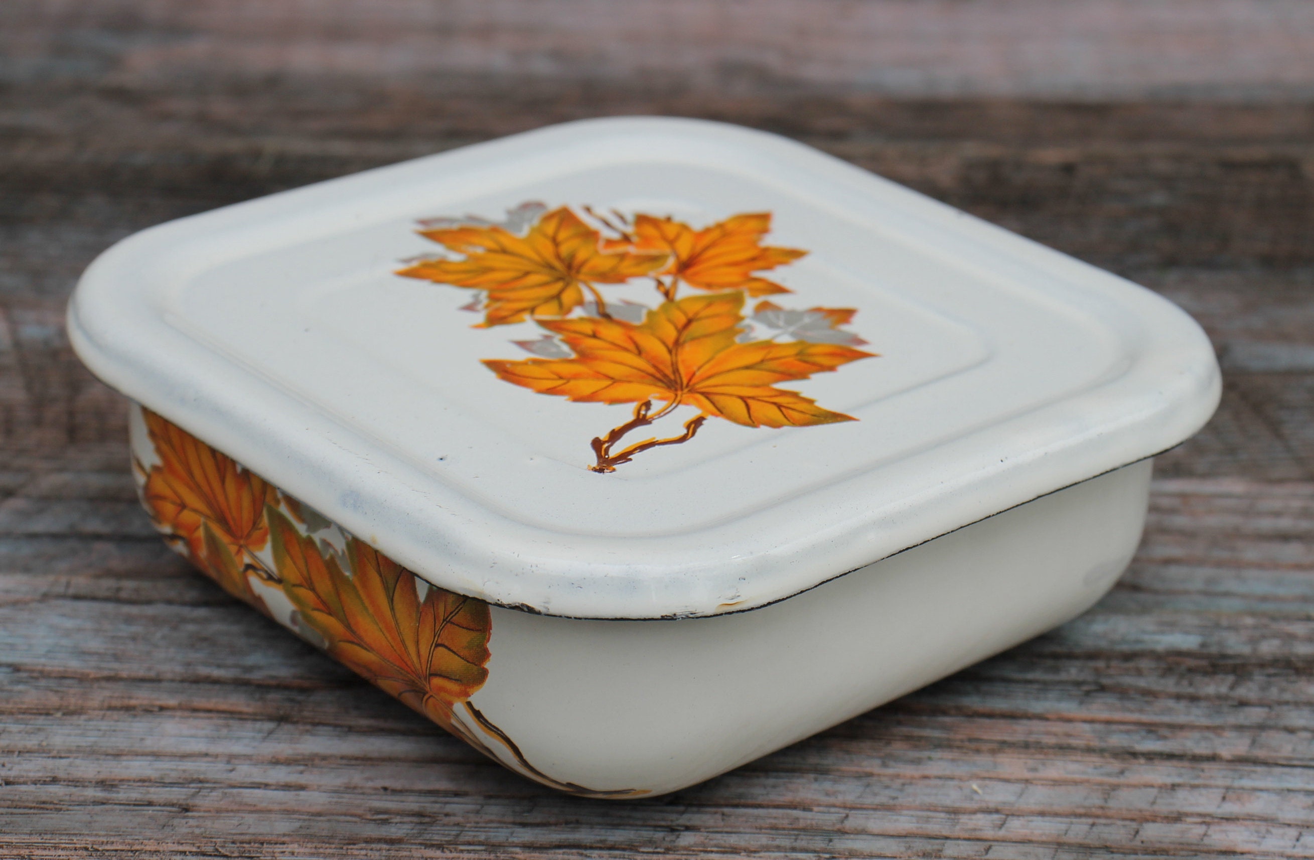 New Enamel Box Vintagesoviet Container With Lid Retro Enamel Etsy UK