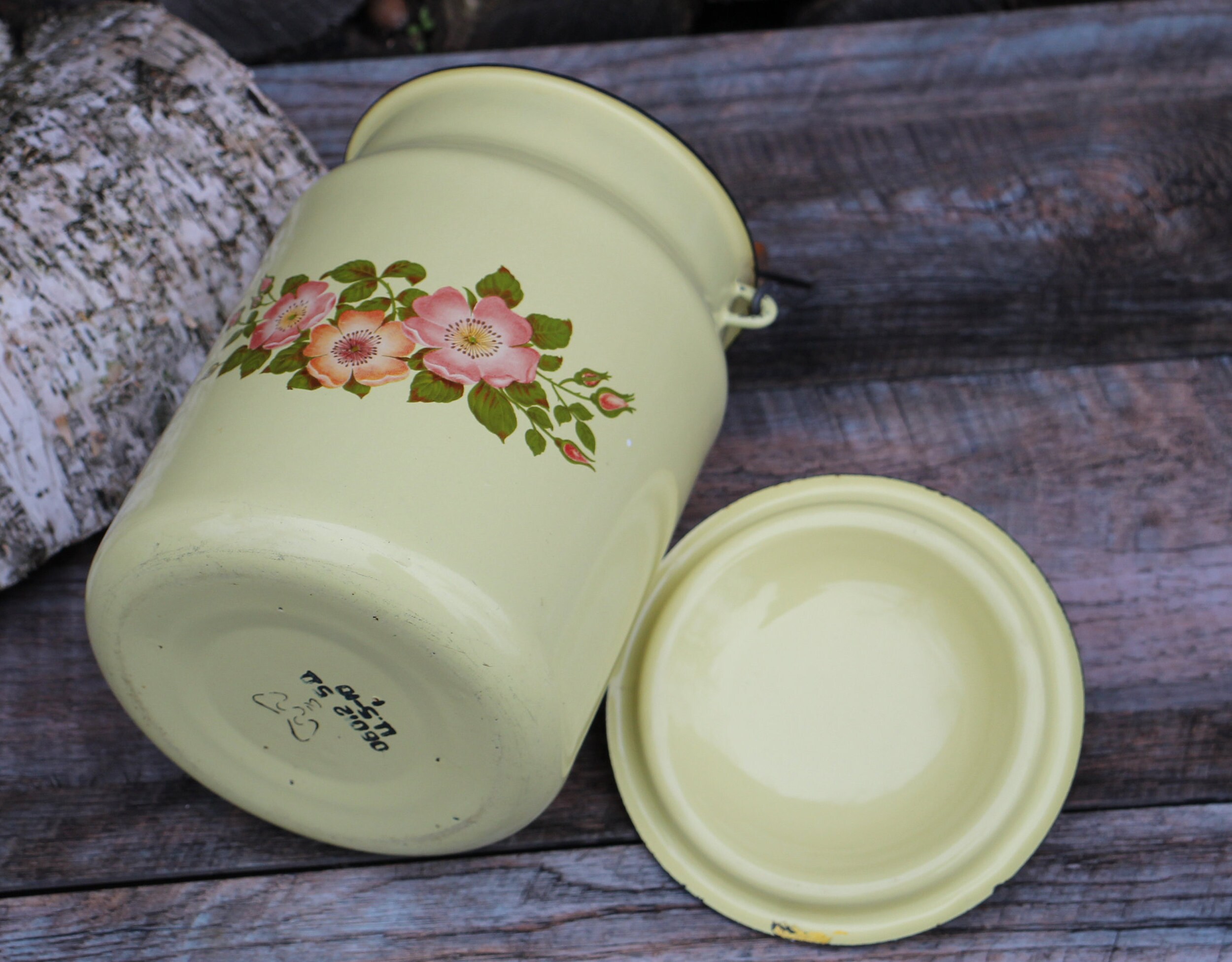 Enamel milk jug yellow enamel milk can enamelware pitcher Etsy