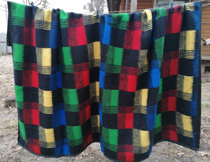 Wool blanket vintage red russian blanket woolen soviet Etsy