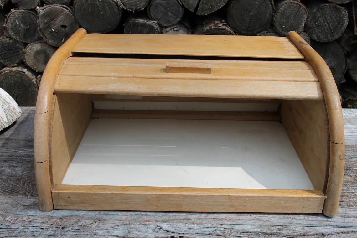 Vintage bread box wooden large bread box rustic bread box Etsy