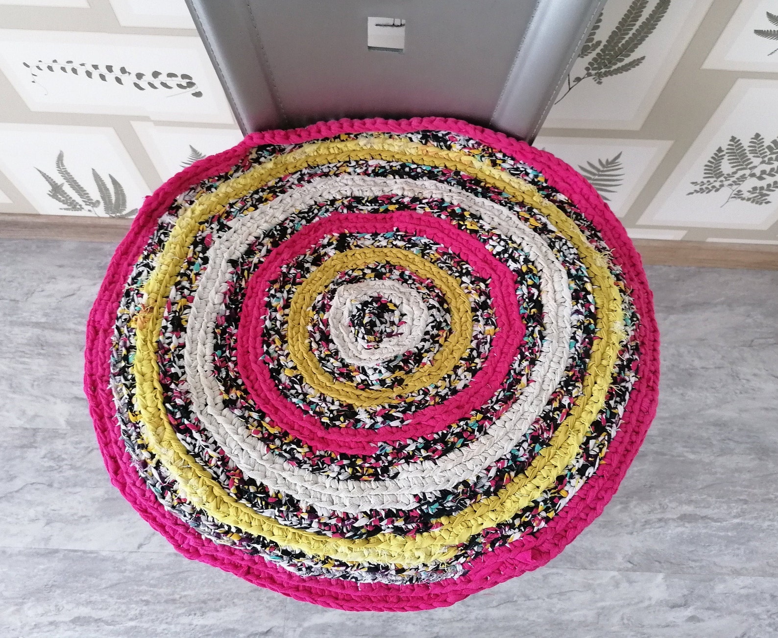 Small Rag Rug,farmhouse Rustic Rug,pink Vintage Rag Rug,kitchen Round ...