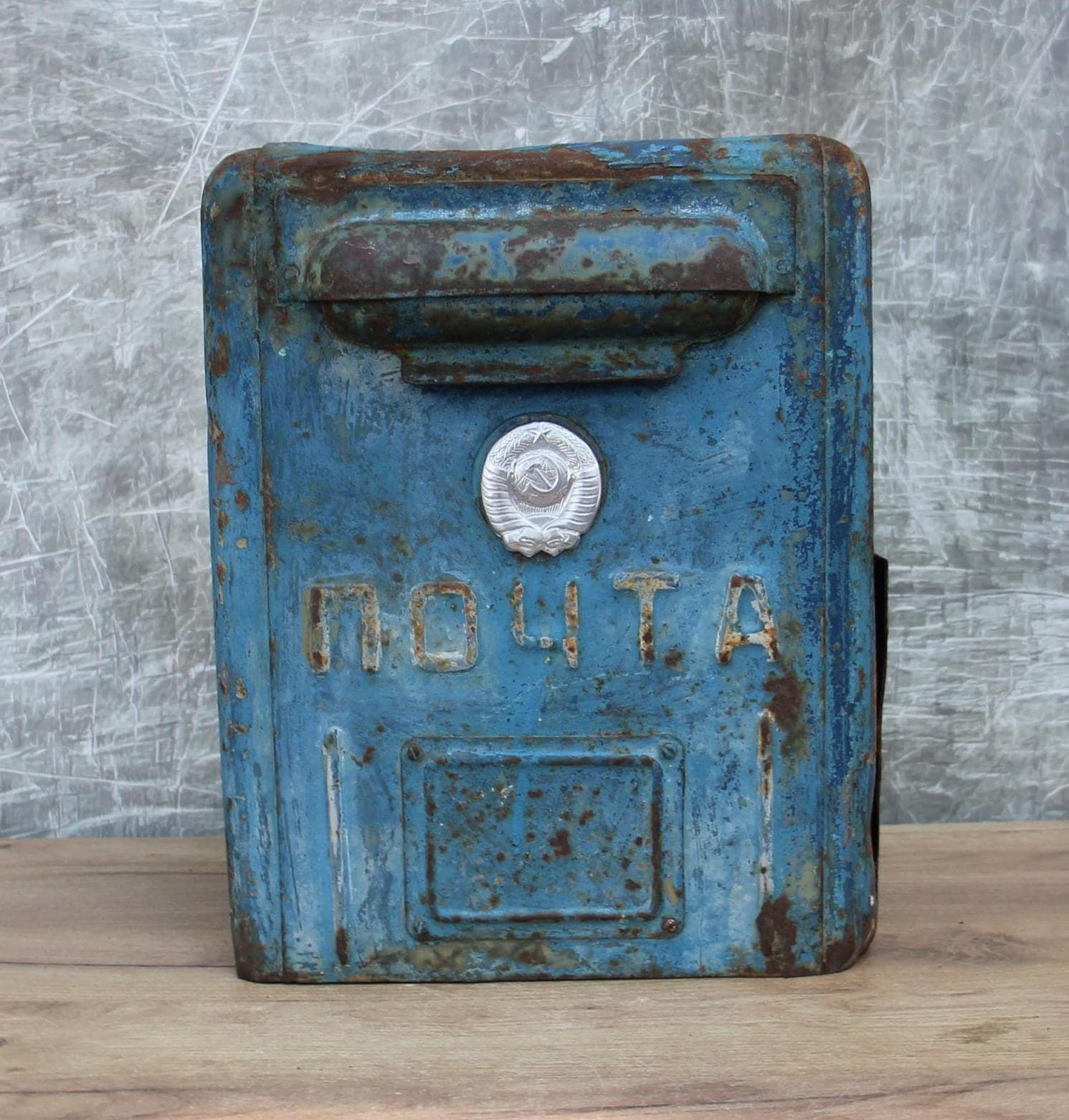 Vintage Wall Mount Mailbox, Soviet Large Letter Box, Antique Mail