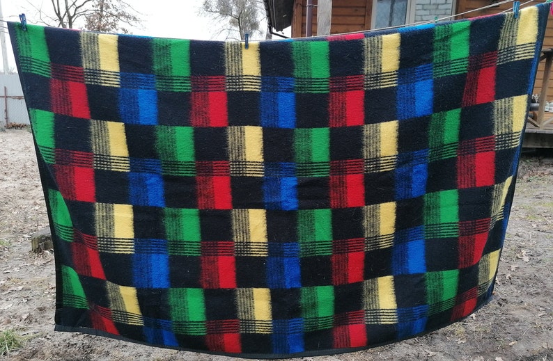 Wool blanket vintage red russian blanket woolen soviet Etsy
