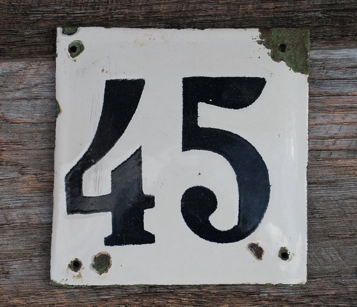 Vintage House numbers 45 white house number plaque house Etsy