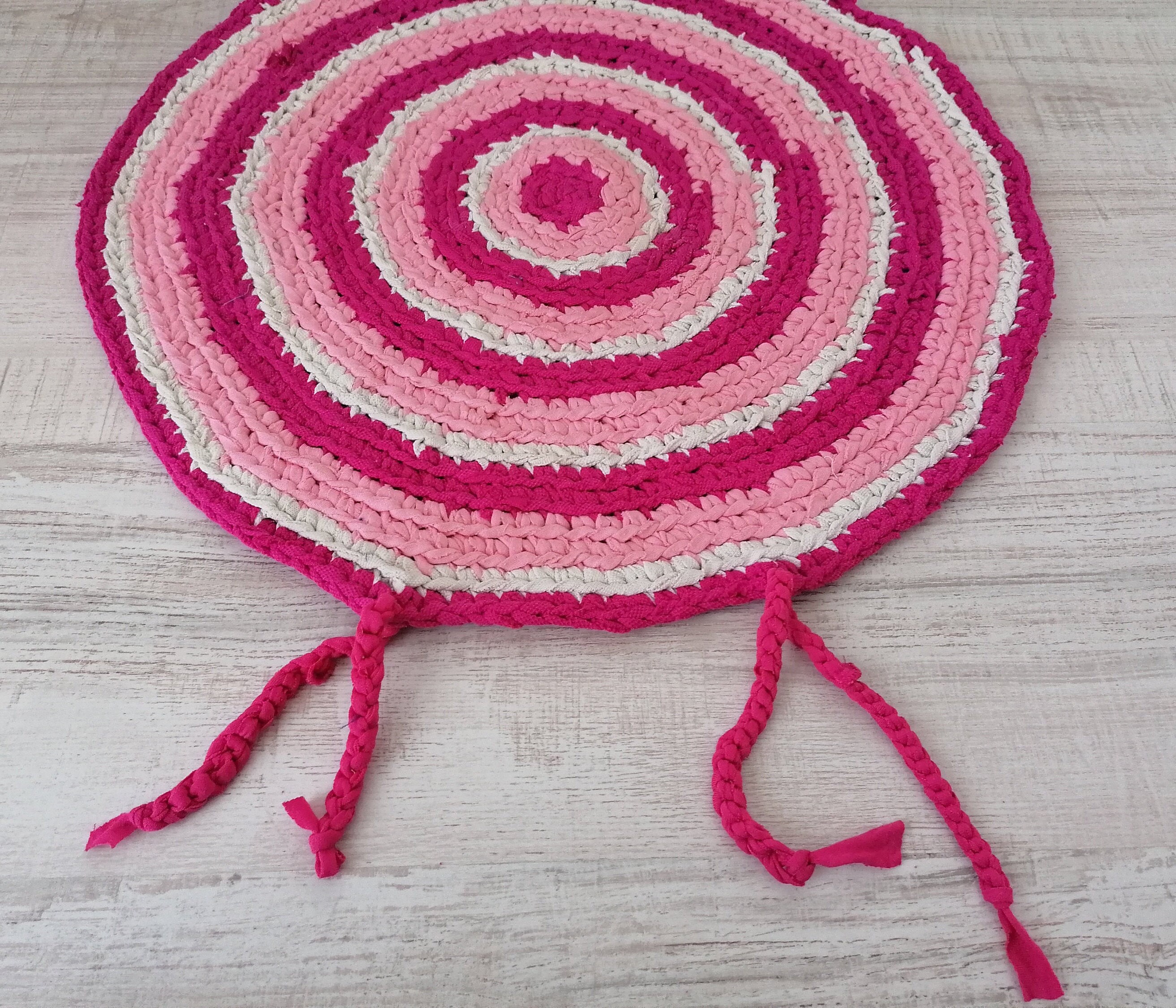 Chair pads with ties braided pink chair pad round chair pads Etsy