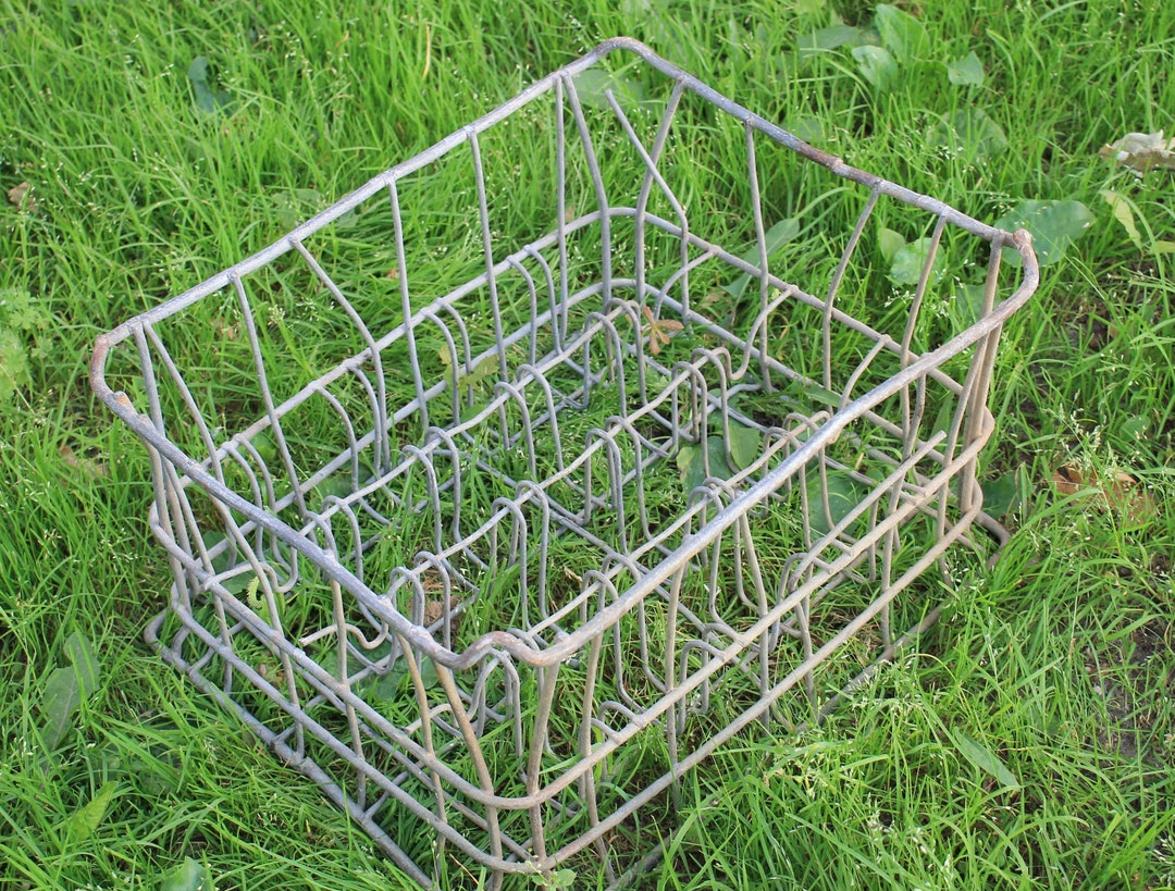 Vintage Metal Storage Box, Steel Firewood Basket, Milk Wood Crate for