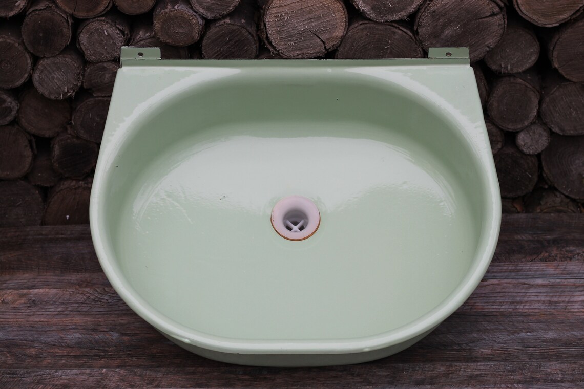Vintage enamel sink color light turquoise antique farmhouse Etsy
