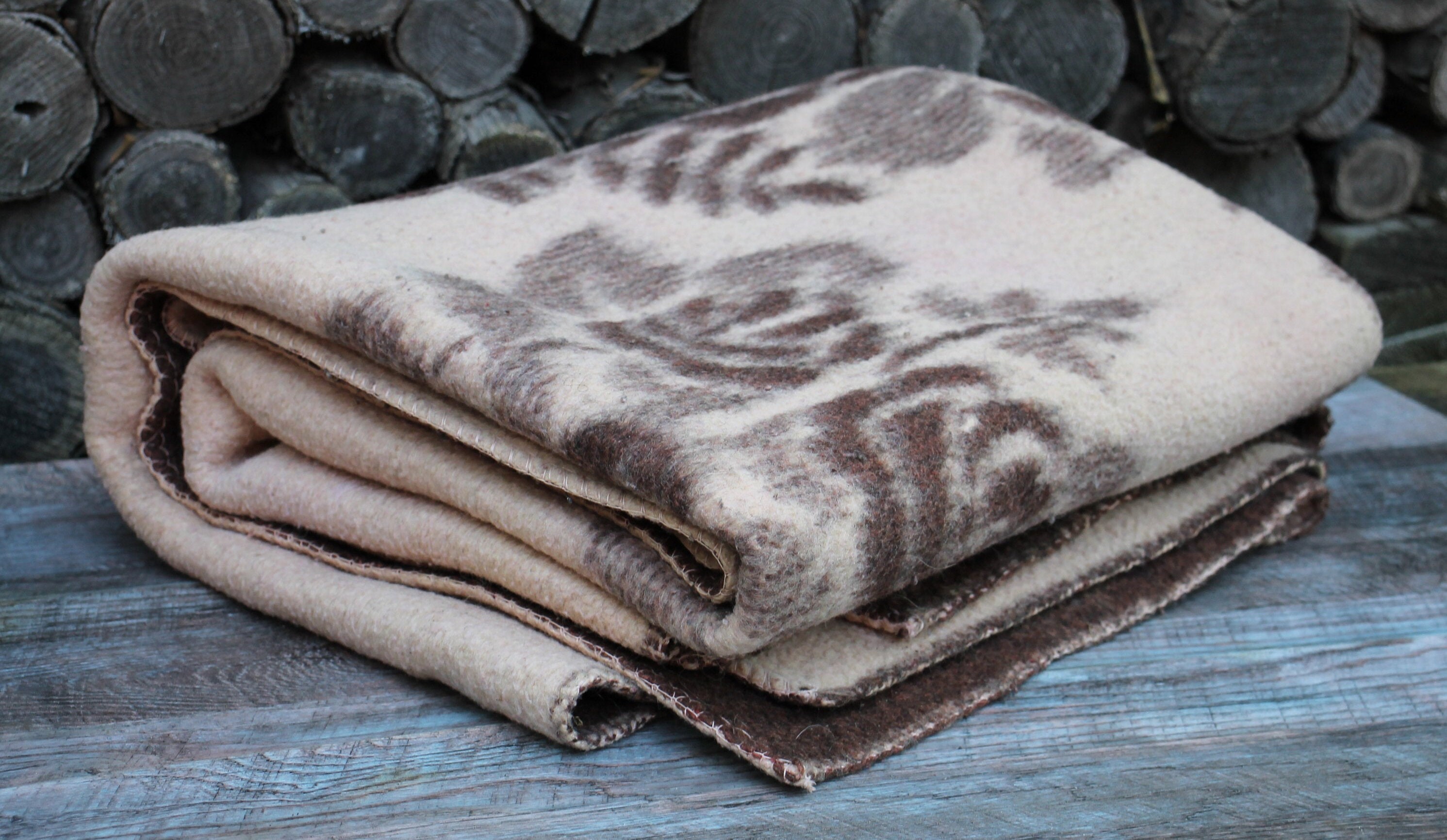 Wool blanket vintage soviet heavy wool blanket russian brown | Etsy