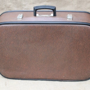 Vintage suitcase, antique luggage for decor, travel russian suitcase made in the USSR in the 1980s.