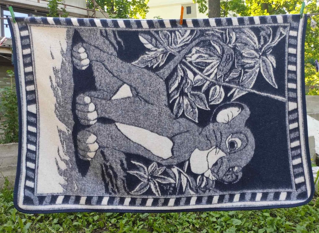 Baby Wool Blanket, Small Natural Vintage Wool Blanket, Felted Wool