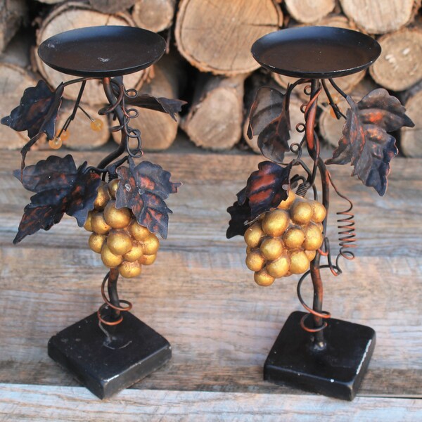 Set 2 Candle holder, candleholder for gift, pillar candle holder for decor, wrought iron candle holder, rustic candle holder made in USSR.