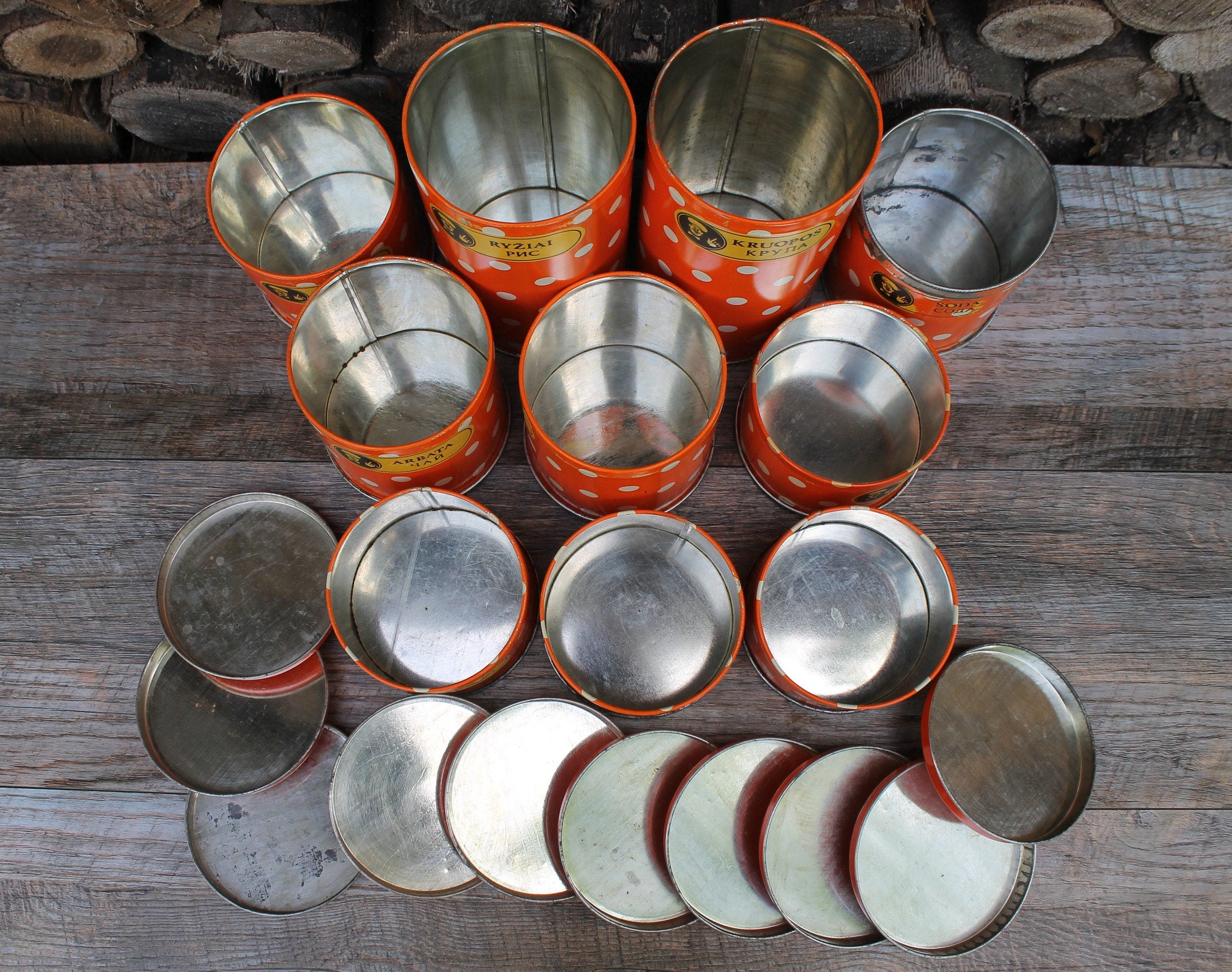 Vintage Küchenkanister Set von 10 sowjetische Küche rote | Etsy