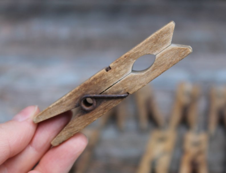 Vintage Wooden Clothes Peg Wood Clothes Pins for Decor Etsy