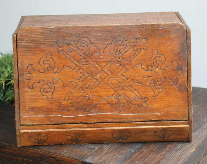 Bread Box Wood Vintage Rustic Wooden Bread Box Antique Bread Etsy