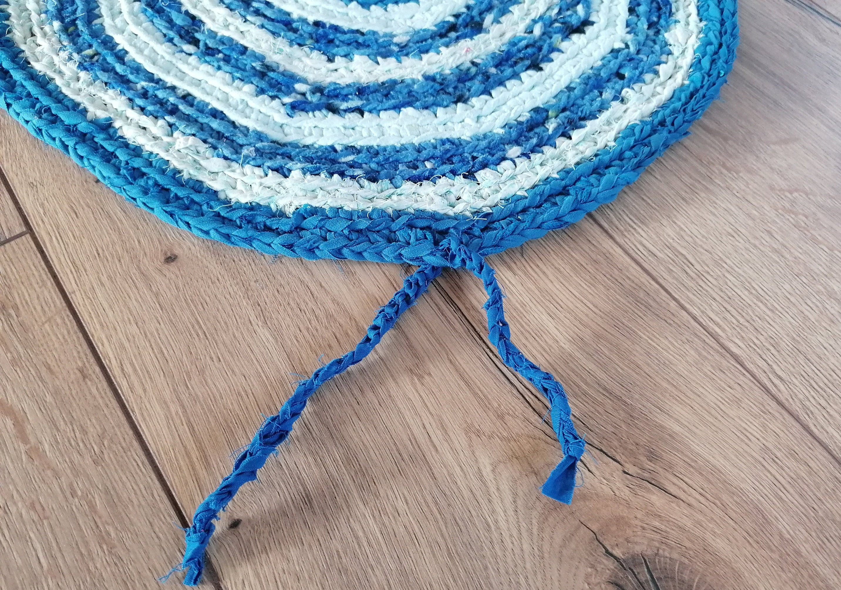 Chair Pads With Ties Braided Blue Chair Pad Round Chair Pads Etsy