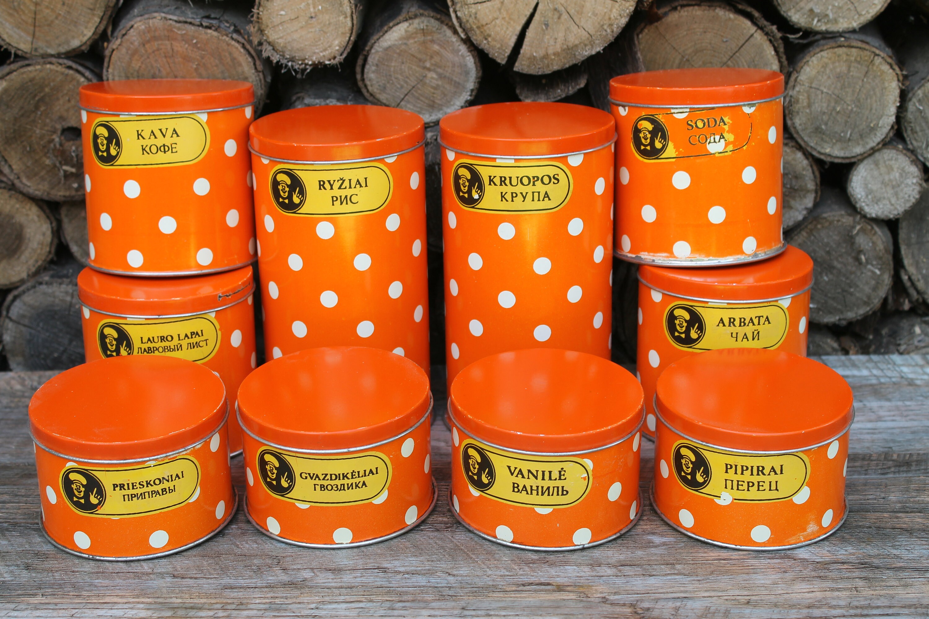 Vintage Küchenkanister Set von 10 sowjetische Küche rote | Etsy