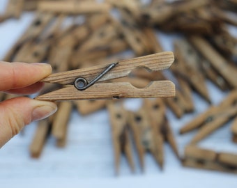 Set of 50 Vintage wooden clothes pins, antique clothespins, wood clothes pegs for decor, vintage decor, clothes, clothespin crafts.