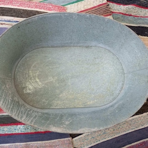 Galvanized bath, vintage large bathtub,Antique Galvanized Tub farmhouse decor,sink, Rustic bassine zinc, garden bird bath, Galvanized basin.