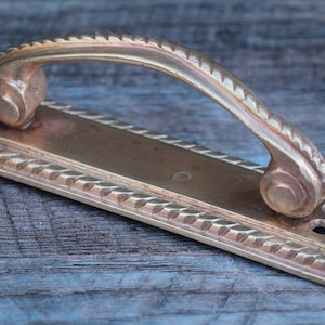 Brass small door handle, vintage front door handle, gold barn door handle wall decor, rustic metal door handle, door knob outdoor.