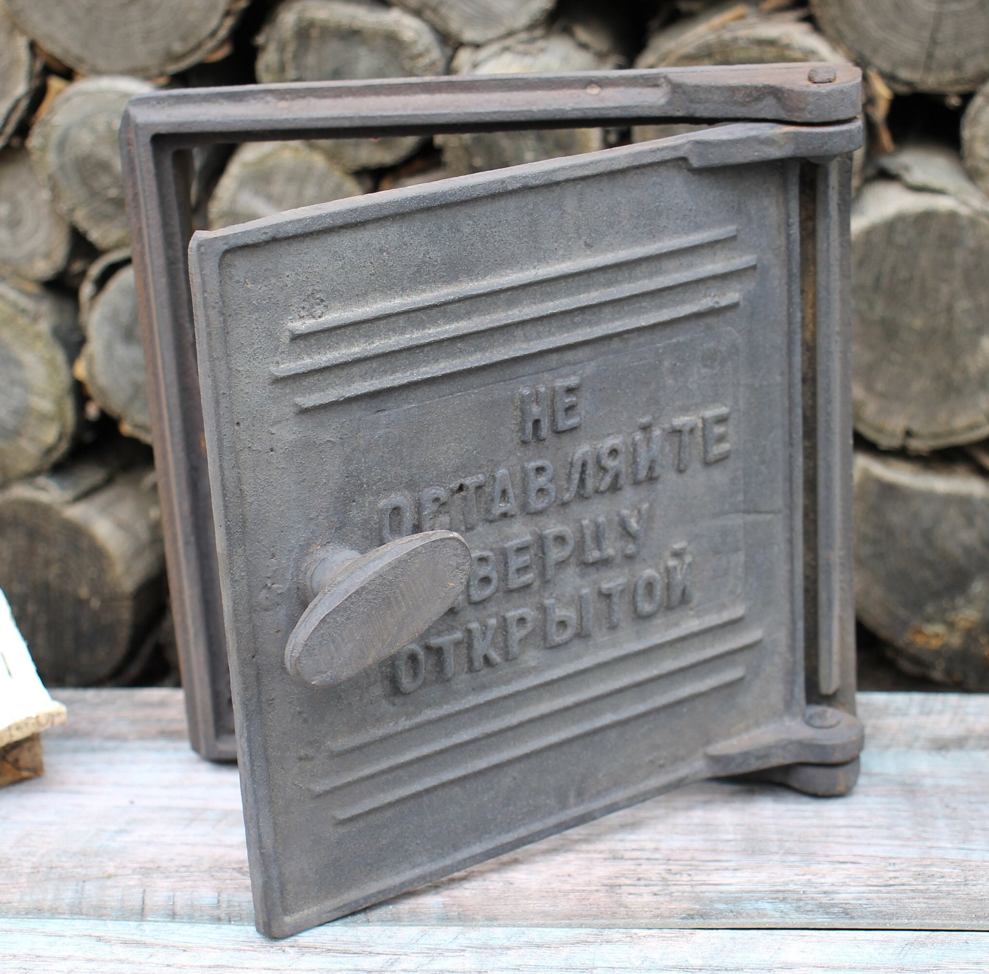 New Cast Iron Wood Fired Oven Door Antique Metal Door Soviet Etsy