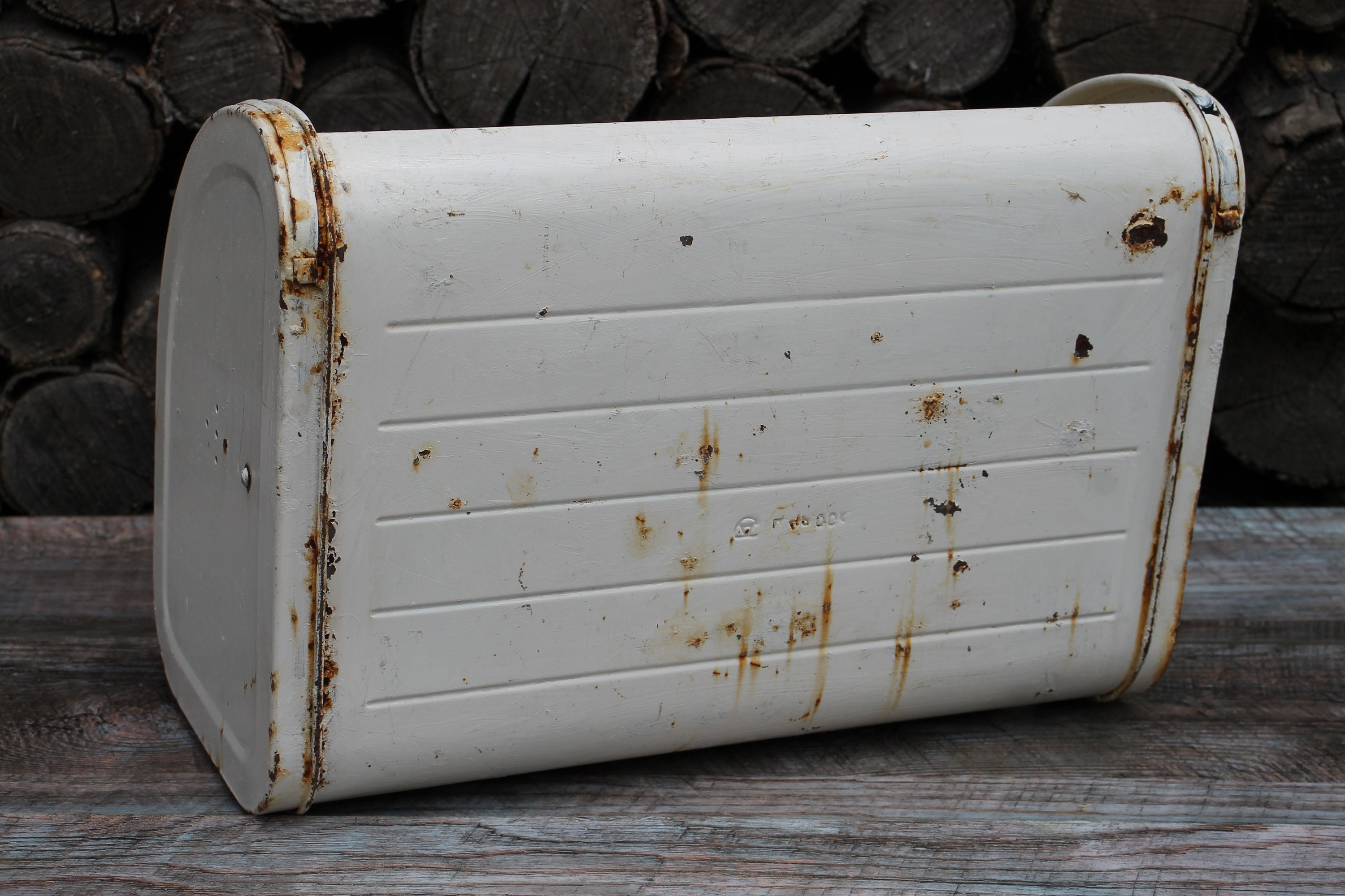 Vintage white bread box large rustic bread box for decor Etsy