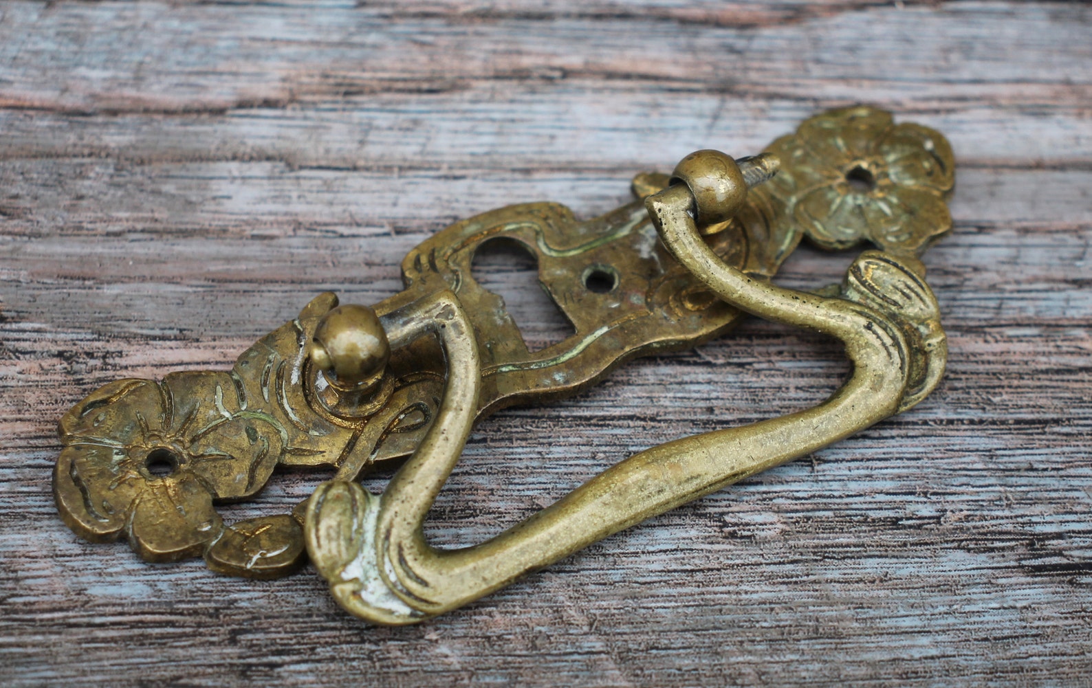 Brass Antique Small Barn Door Pull Vintage Front Door Handle Etsy