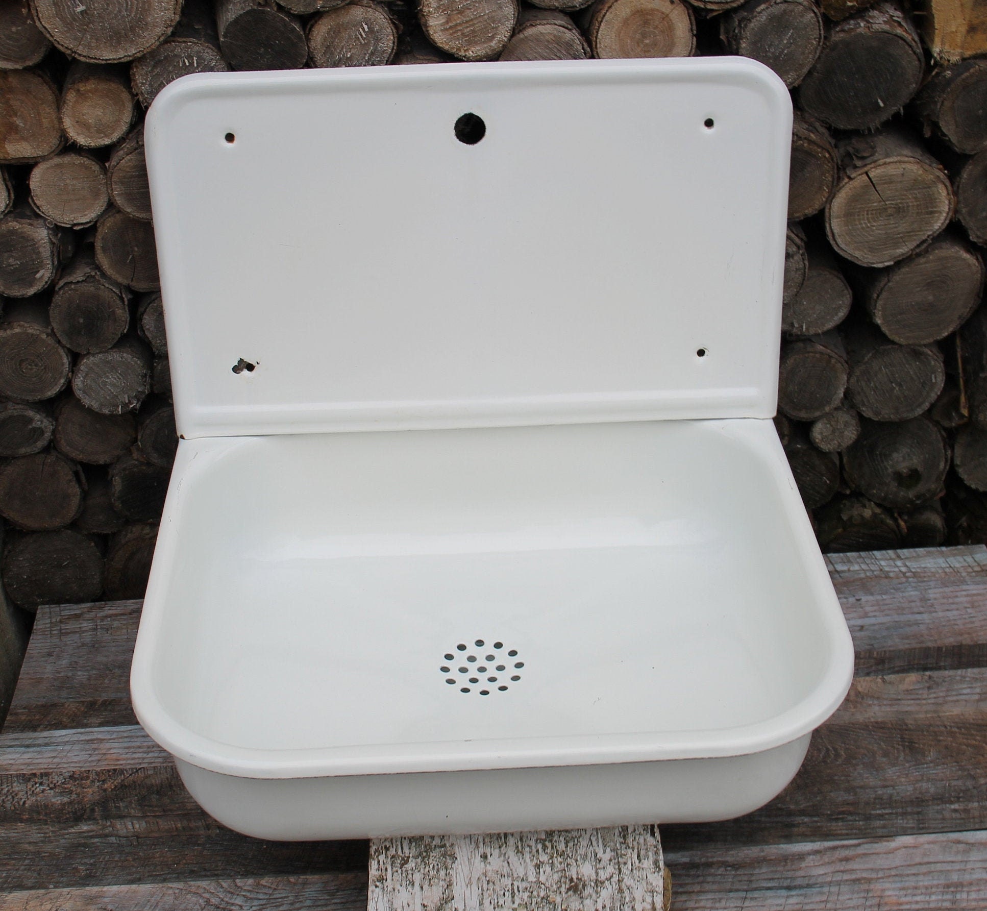 Sink enamel kitchen sink vintage white farmhouse sink Etsy