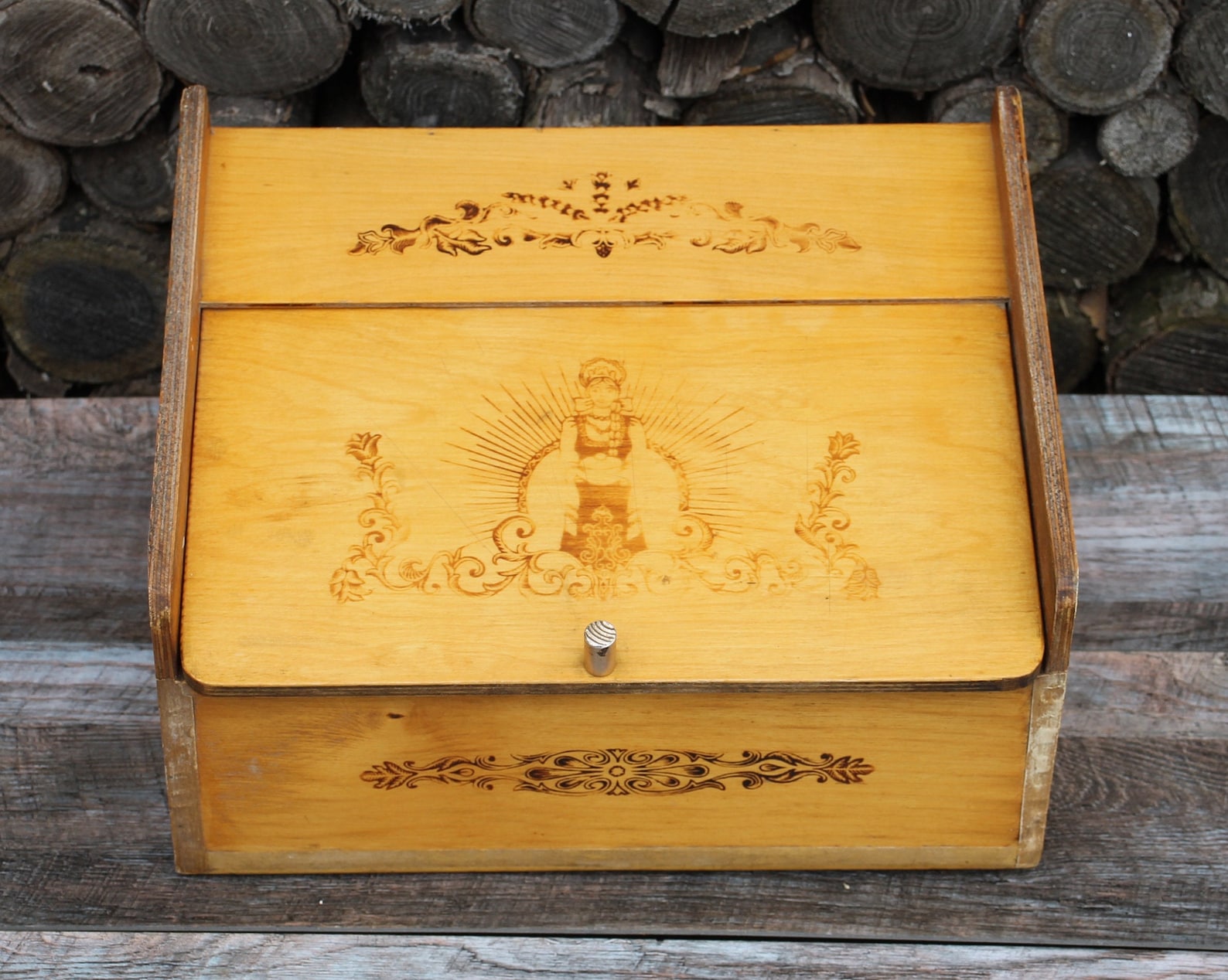 Bread Box Wood Vintage Rustic Wooden Bread Box Antique Bread Etsy