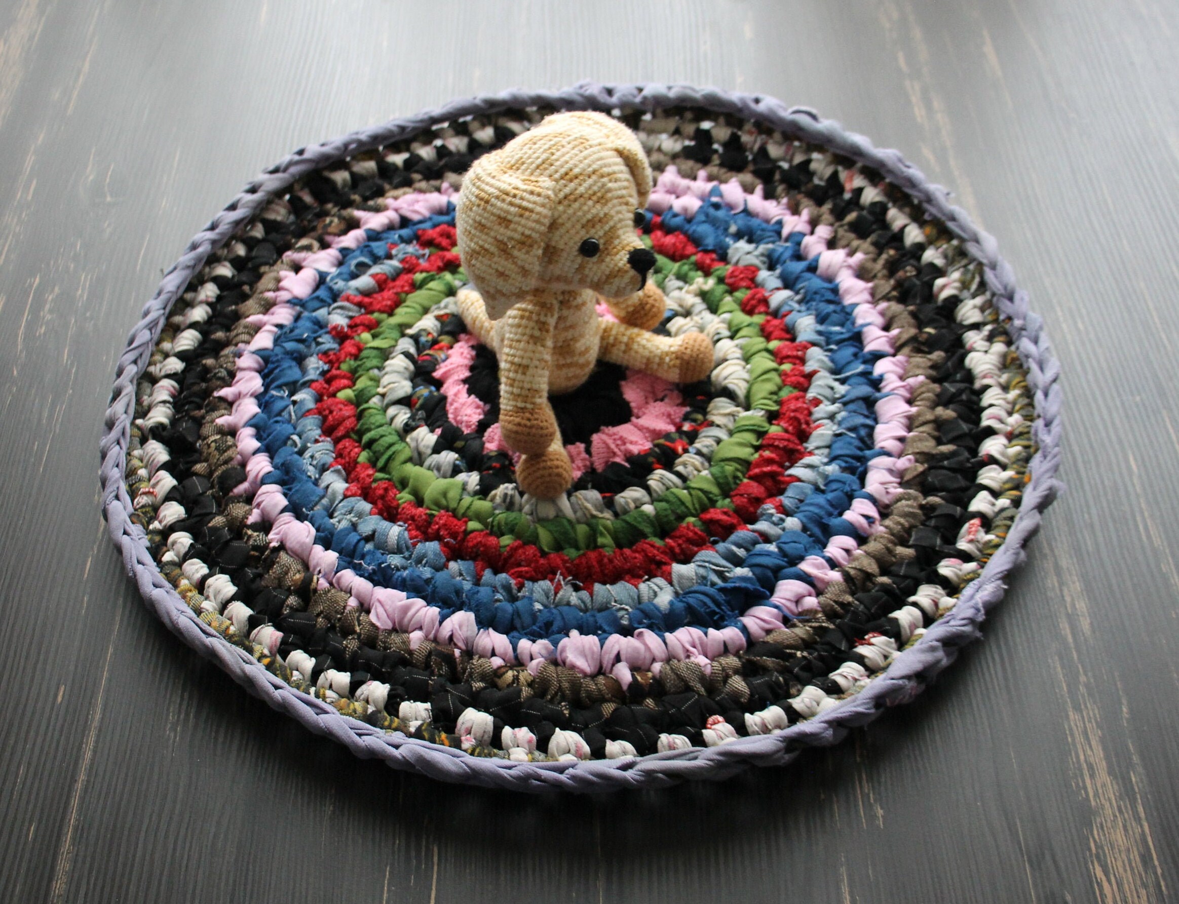 Handmade Round Hooked Rug, Colorful Rustic Home Decor, 20.86 Inches - Etsy