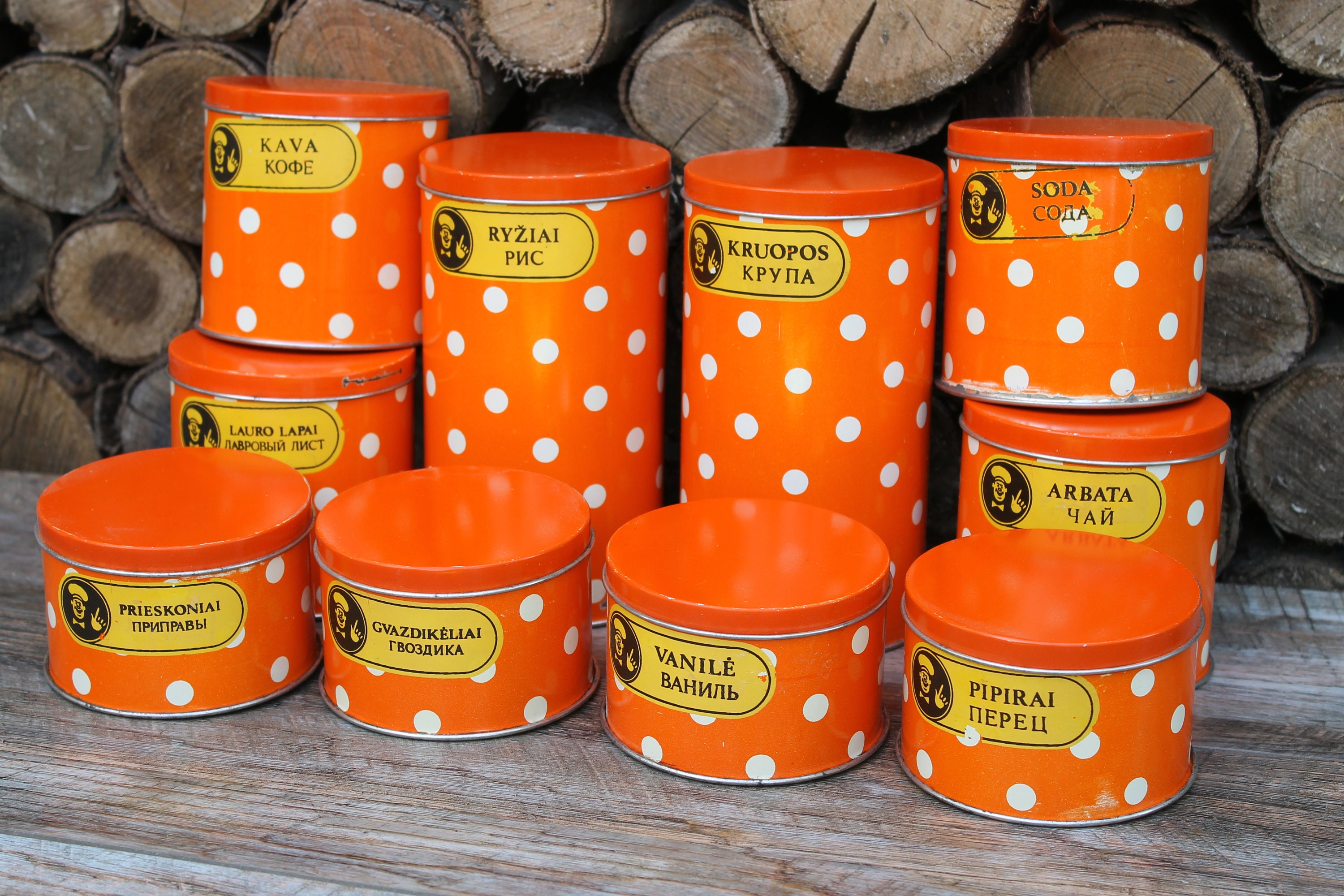 Vintage Küchenkanister Set von 10 sowjetische Küche rote | Etsy