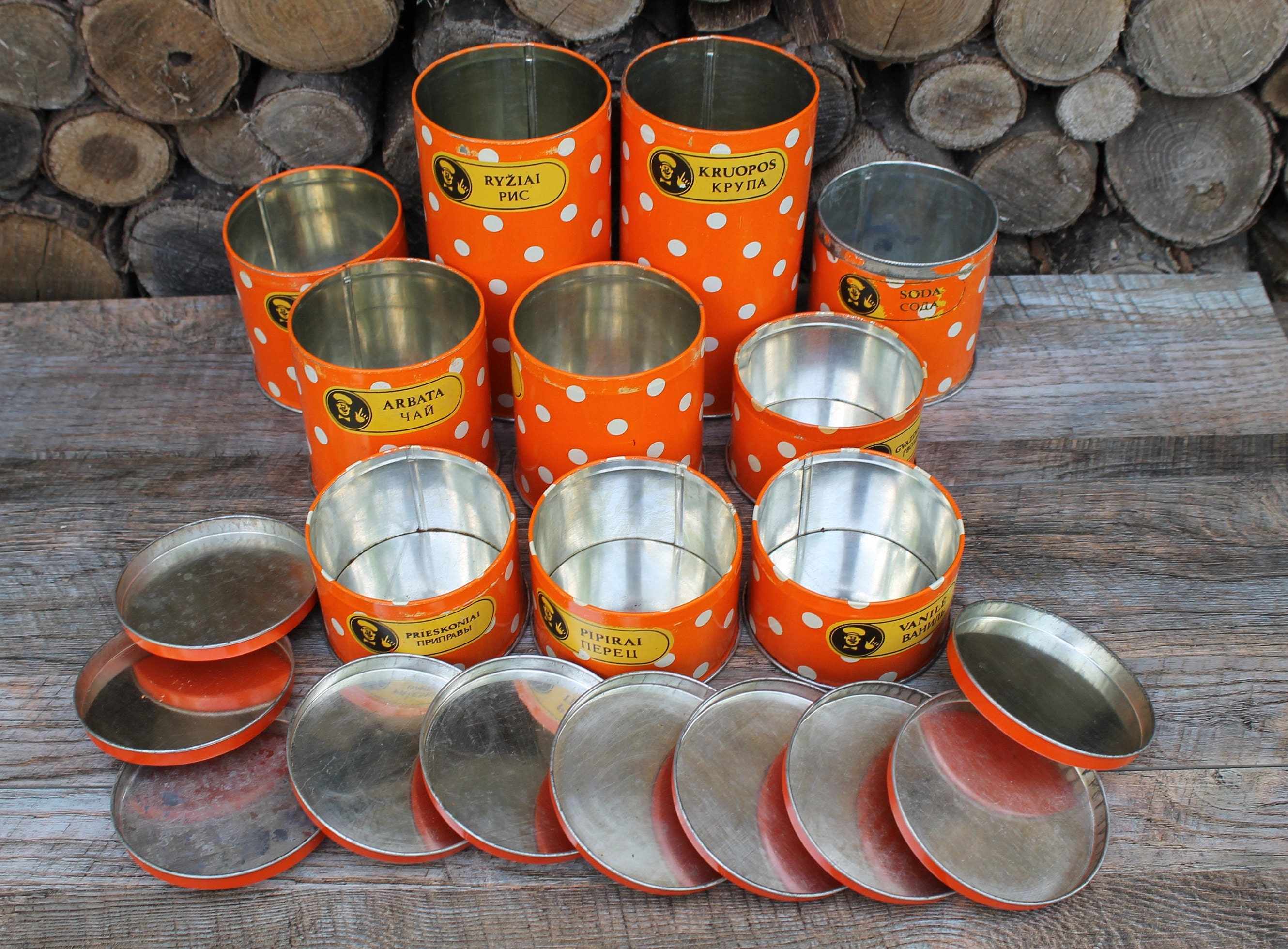 Vintage Küchenkanister Set von 10 sowjetische Küche rote | Etsy