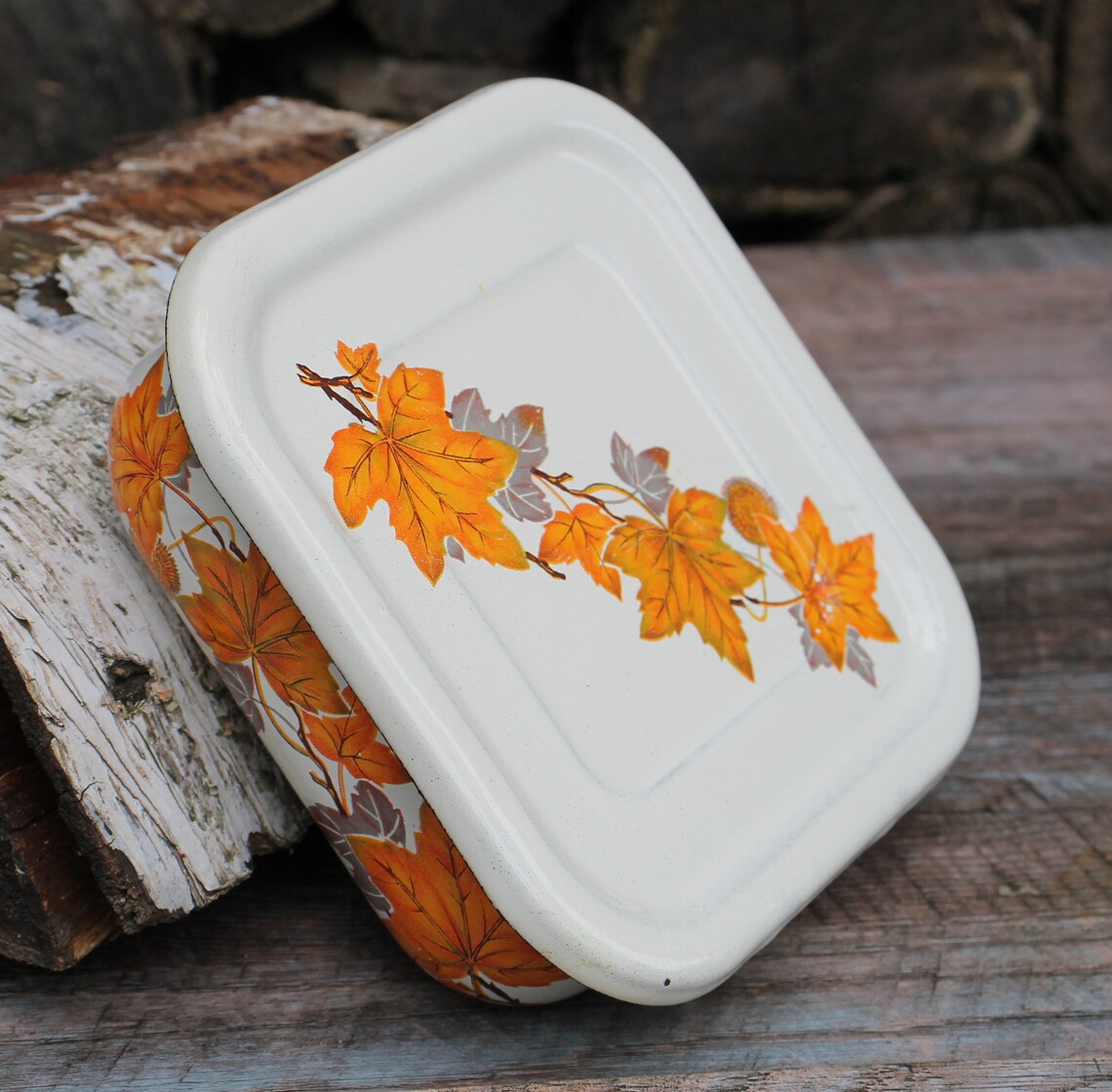 New enamel box vintagesoviet container with lid retro enamel Etsy