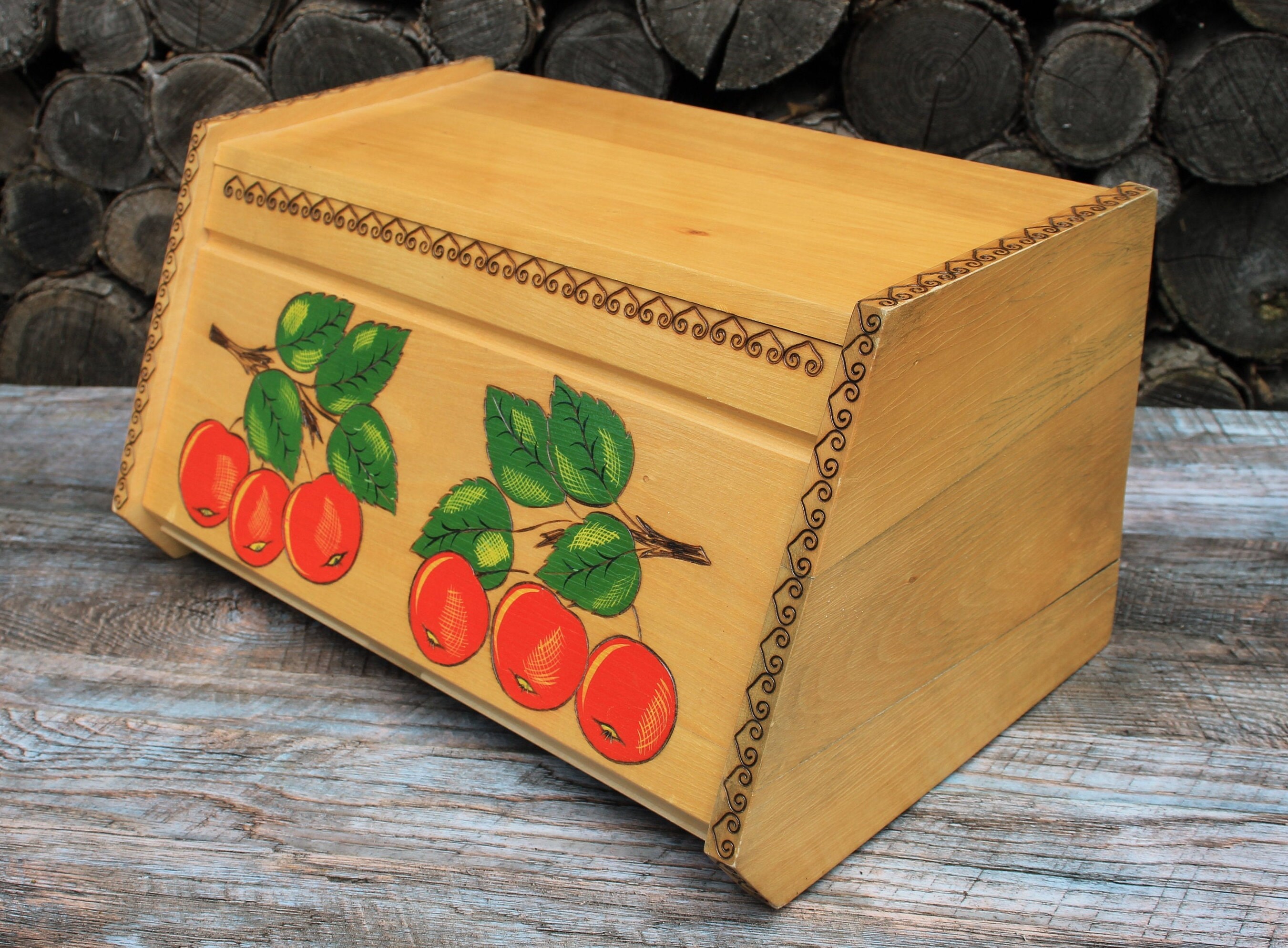 Vintage bread box wooden large bread box rustic bread box Etsy