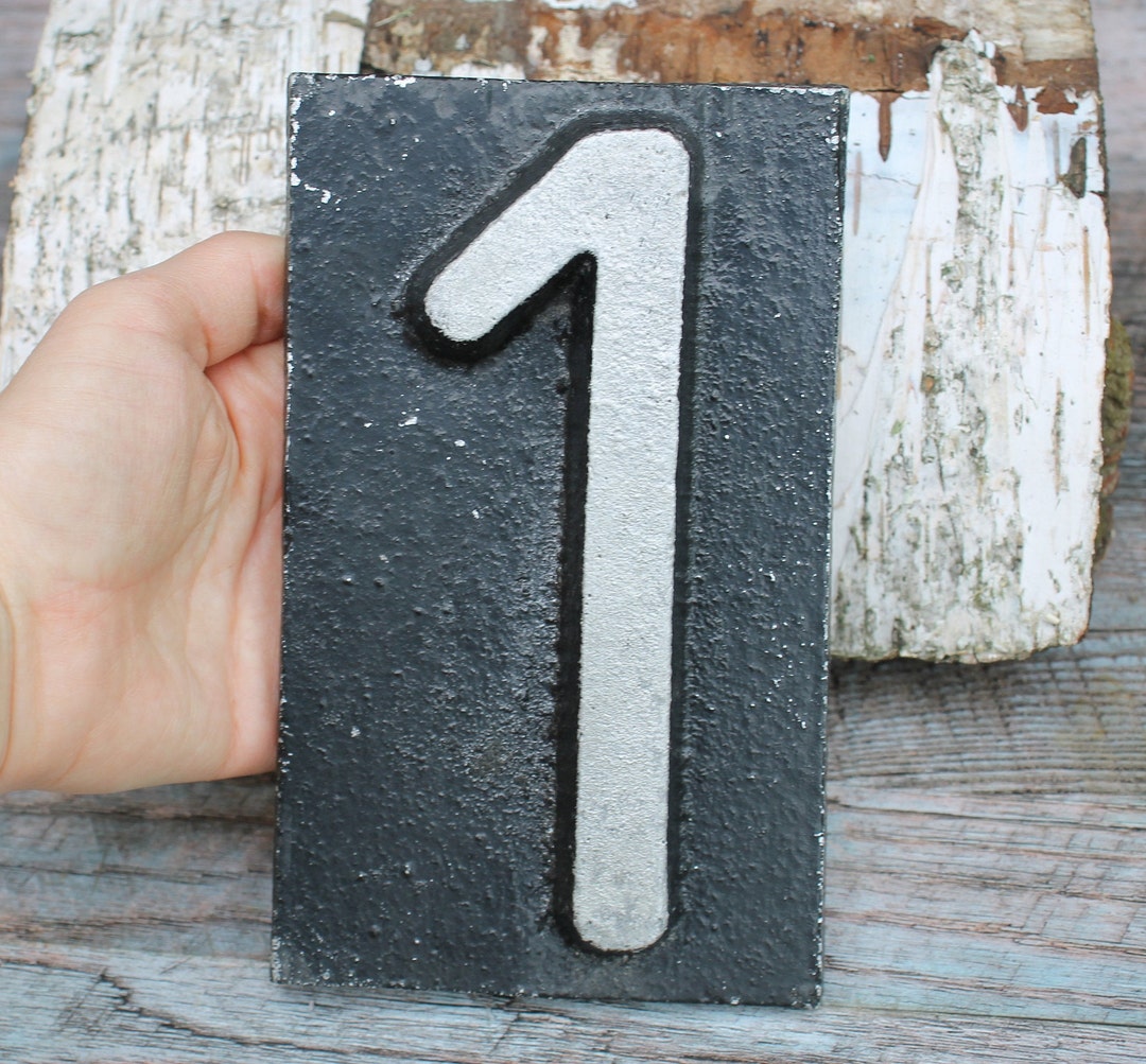 Vintage House Numbers 1, Black House Number Plaque, House Number Sign