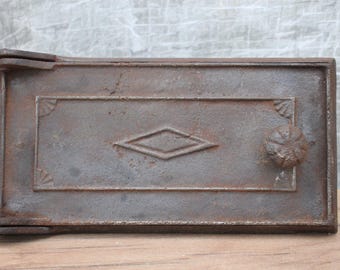 Door for oven barbecue, Cast iron wood fired oven door,antique rustic metal door,soviet furnace door, vintage stove door door made USSR.